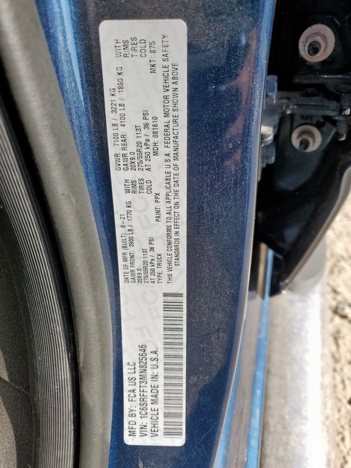 2021 Ram 1500 Big Horn/Lone Star VIN: 1C6SRFFT3MN825646 Lot: 86222525