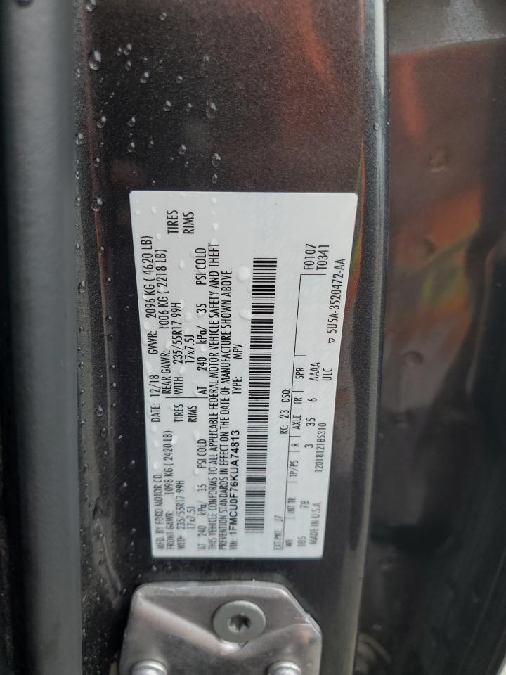 2019 Ford Escape S VIN: 1FMCU0F76KUA74813 Lot: 85535045