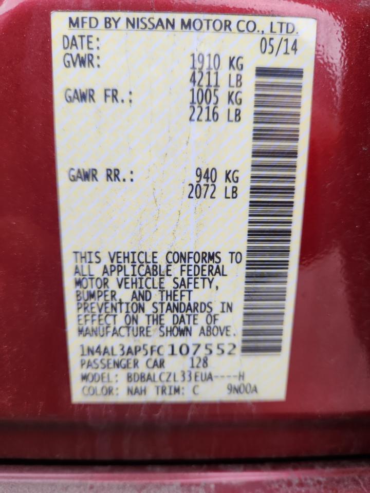 2015 Nissan Altima 2.5 VIN: 1N4AL3AP5FC107552 Lot: 85277725