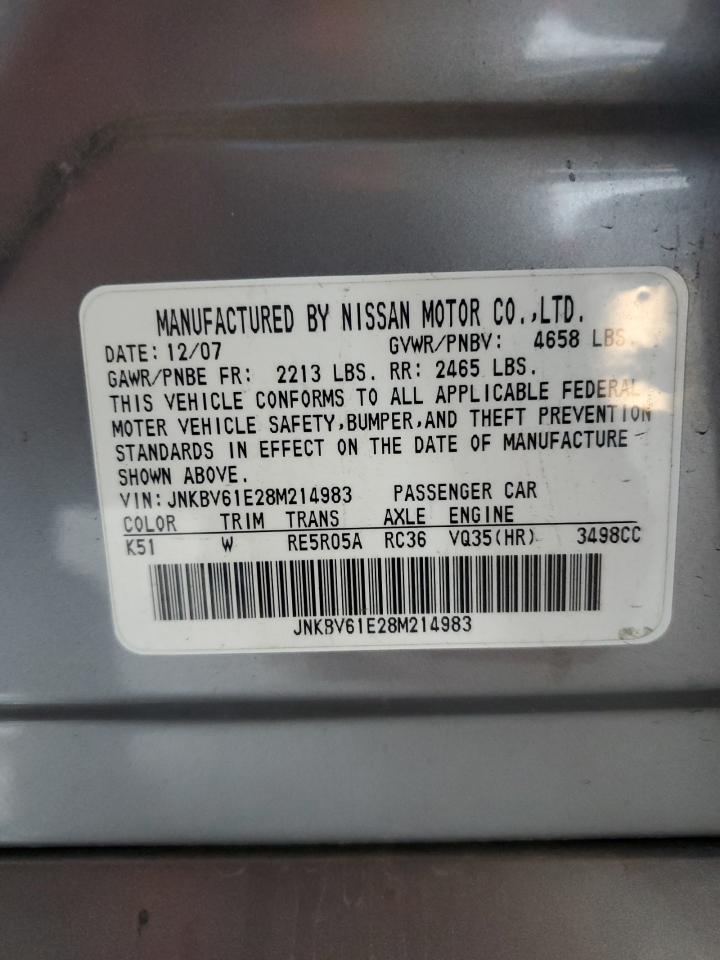 2008 Infiniti G35 VIN: JNKBV61E28M214983 Lot: 89518995