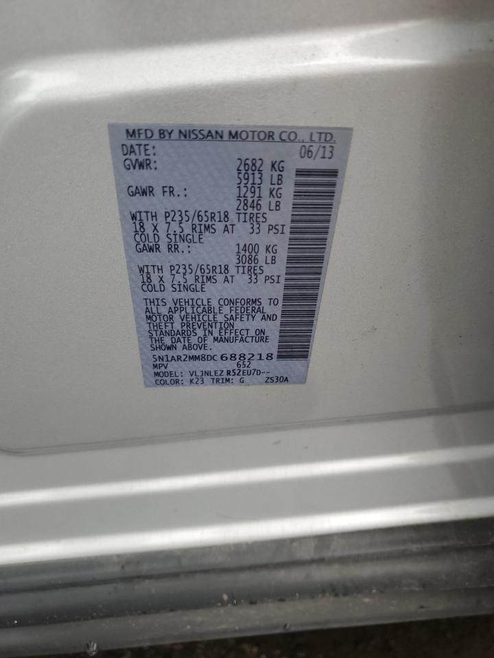 2013 Nissan Pathfinder S VIN: 5N1AR2MM8DC688218 Lot: 82307295