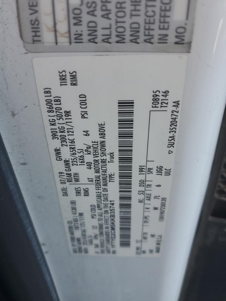 2019 Ford Transit T-150 VIN: 1FTYE2CM5KKB35741 Lot: 83860275