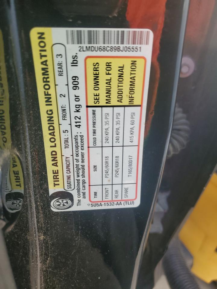 2009 Lincoln Mkx VIN: 2LMDU68C89BJ05551 Lot: 85286535