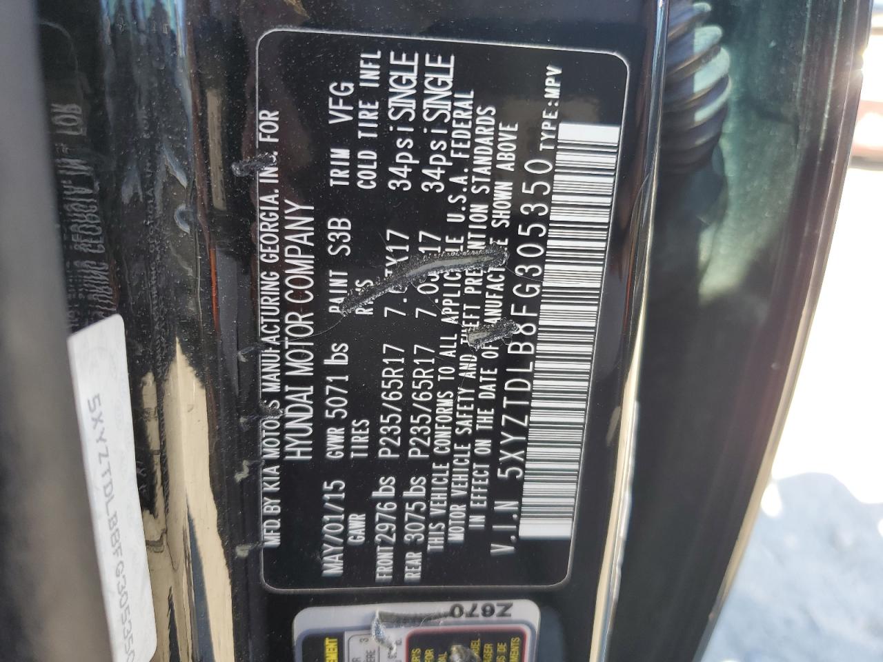 2015 Hyundai Santa Fe Sport VIN: 5XYZTDLB8FG305350 Lot: 85647205