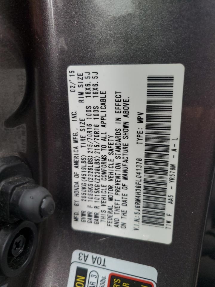 2015 Honda Cr-V Lx VIN: 5J6RM4H36FL041378 Lot: 82211955