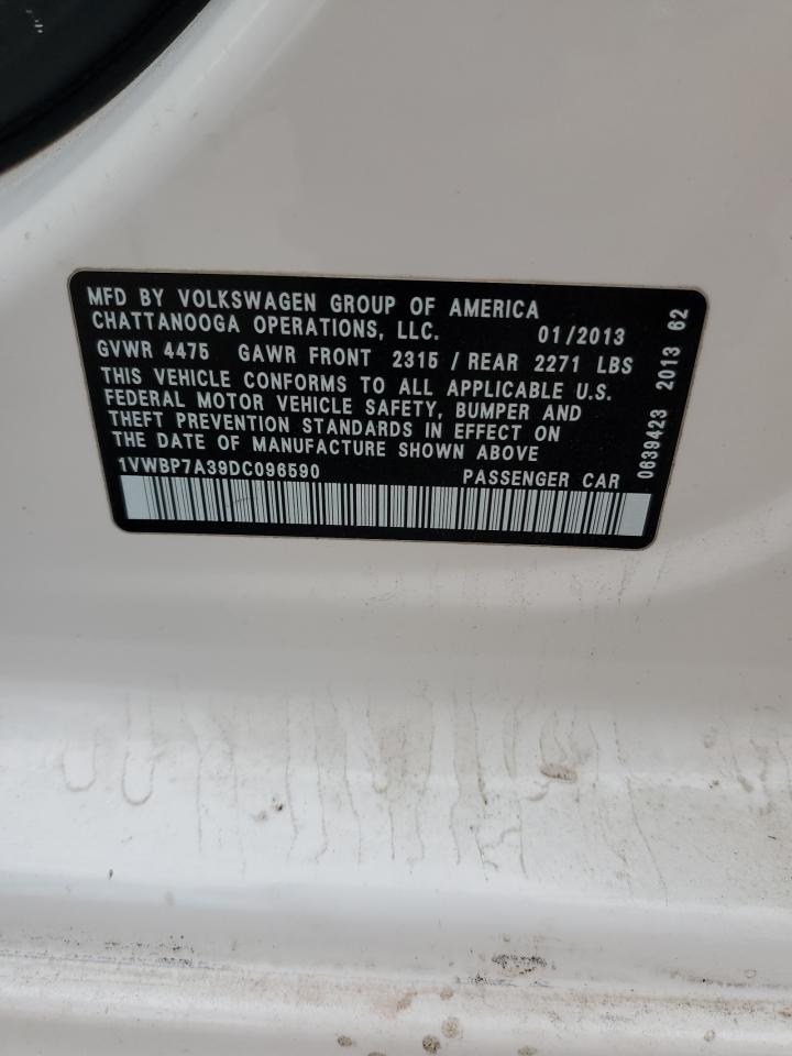 2013 Volkswagen Passat Se VIN: 1VWBP7A39DC096590 Lot: 82689945