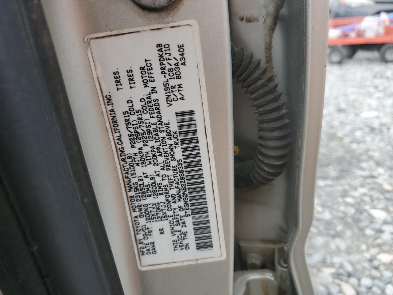 2002 Toyota Tacoma Double Cab Prerunner VIN: 5TEGN92N82Z888335 Lot: 85936845