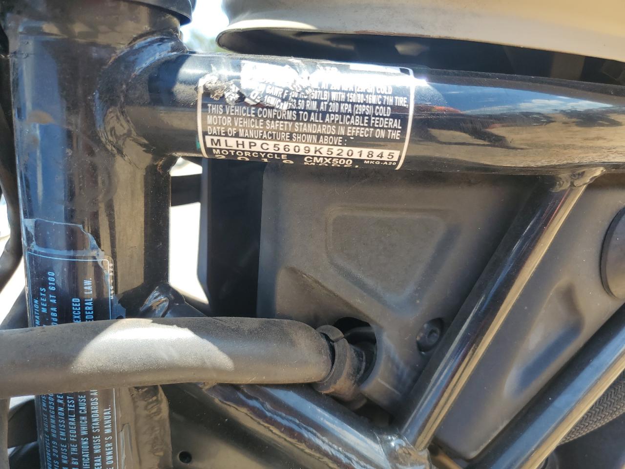 2019 Honda Cmx500 VIN: MLHPC5609K5201845 Lot: 81926245