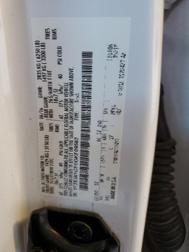 2016 Ford F150 Supercrew VIN: 1FTEW1CP5GKF09583 Lot: 87415935