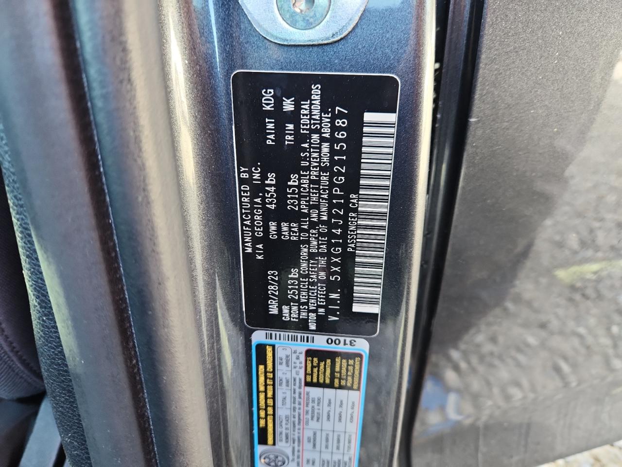 2023 Kia K5 Lxs VIN: 5XXG14J21PG215687 Lot: 81978545