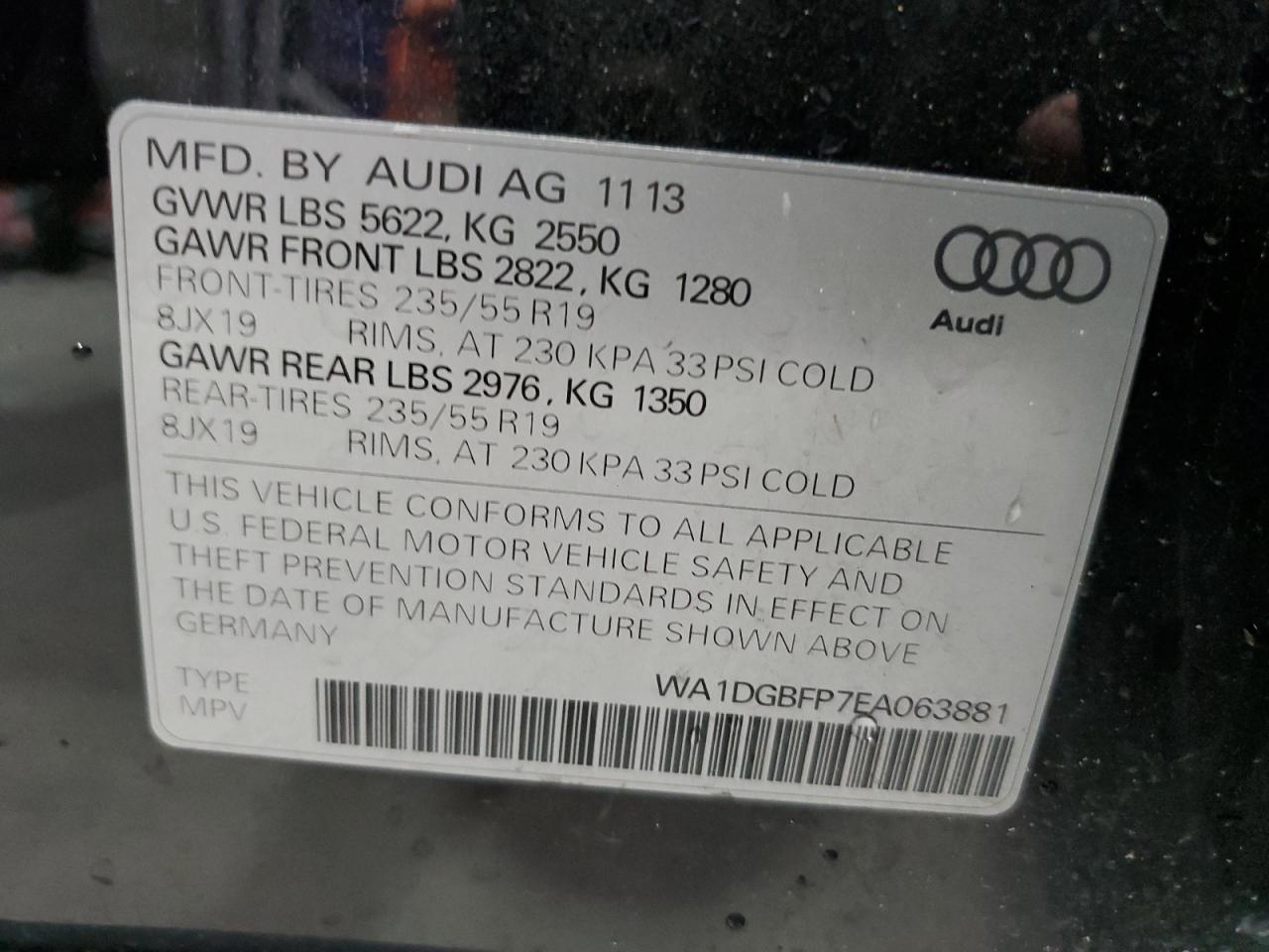 2014 Audi Q5 Premium Plus VIN: WA1DGBFP7EA063881 Lot: 86655945