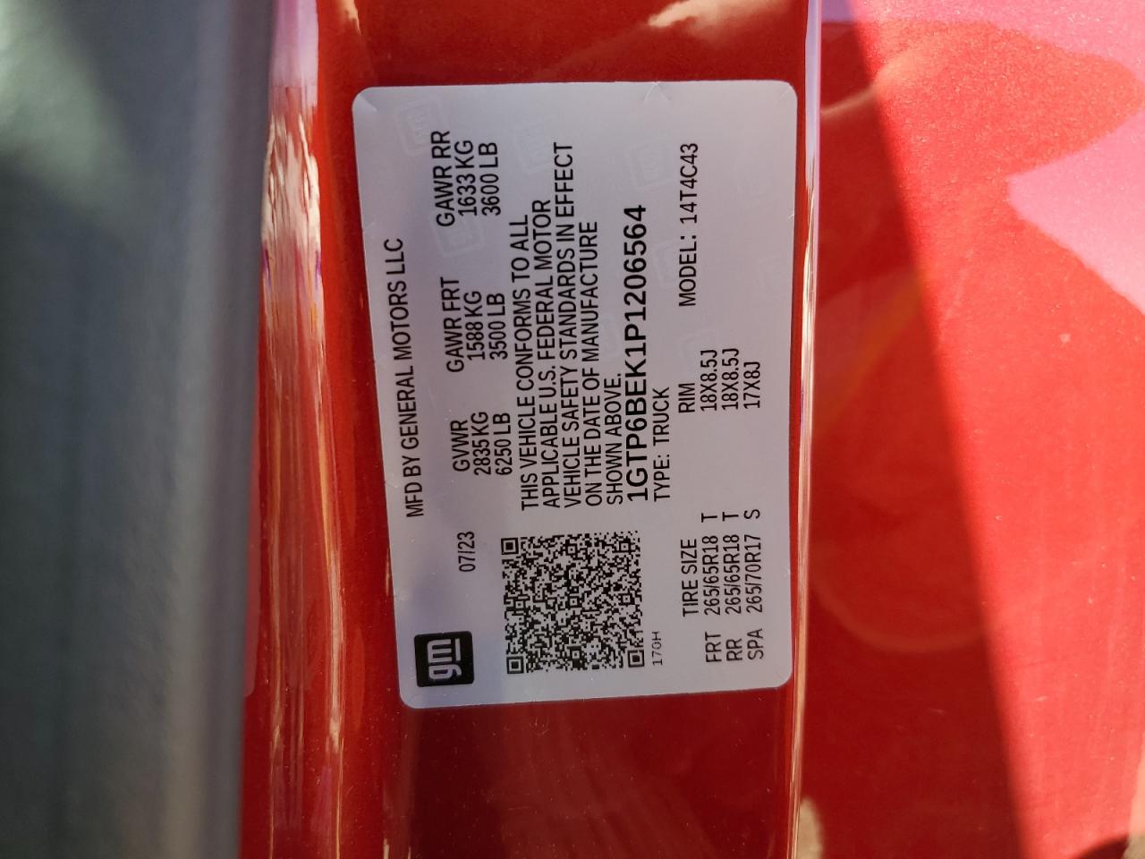 2023 GMC Canyon Elevation VIN: 1GTP6BEK1P1206564 Lot: 81896865