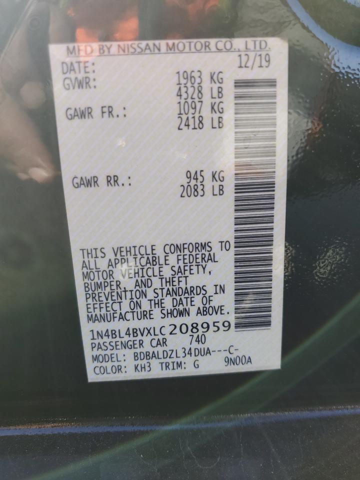 2020 Nissan Altima S VIN: 1N4BL4BVXLC208959 Lot: 85378805