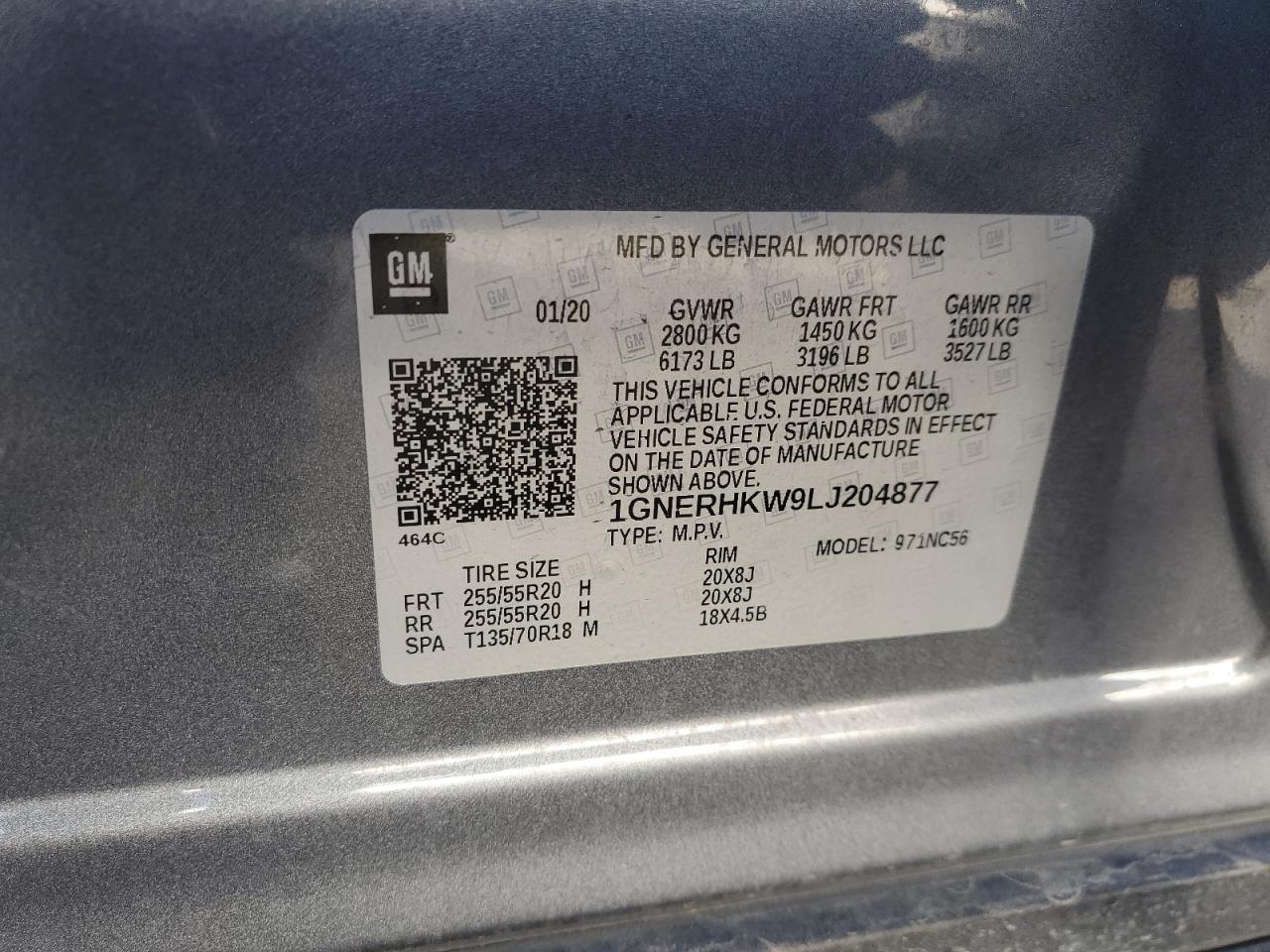 2020 Chevrolet Traverse Lt VIN: 1GNERHKW9LJ204877 Lot: 90735795