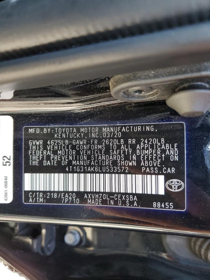 2020 Toyota Camry Se VIN: 4T1G31AK6LU533572 Lot: 81991585