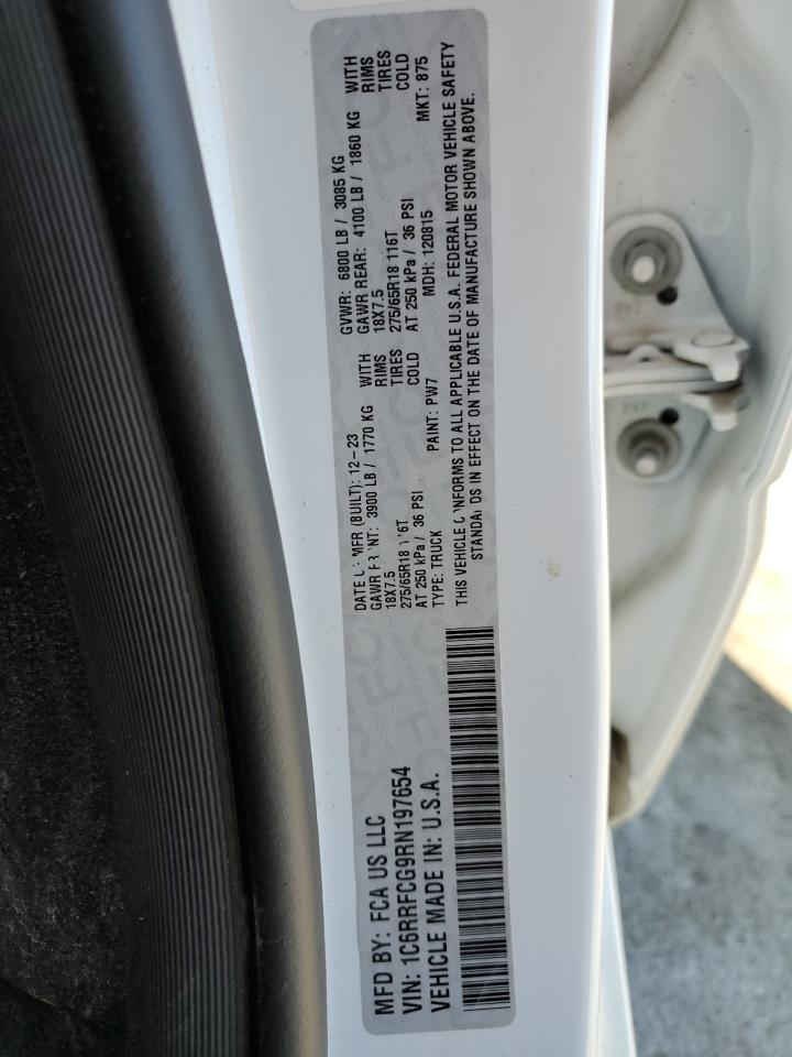 2024 Ram 1500 Tradesman VIN: 1C6RRFCG9RN197654 Lot: 86306675