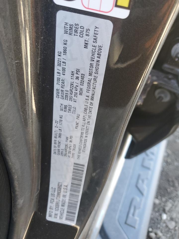 2022 Ram 1500 Laramie VIN: 1C6SRFJTXNN308921 Lot: 85719255