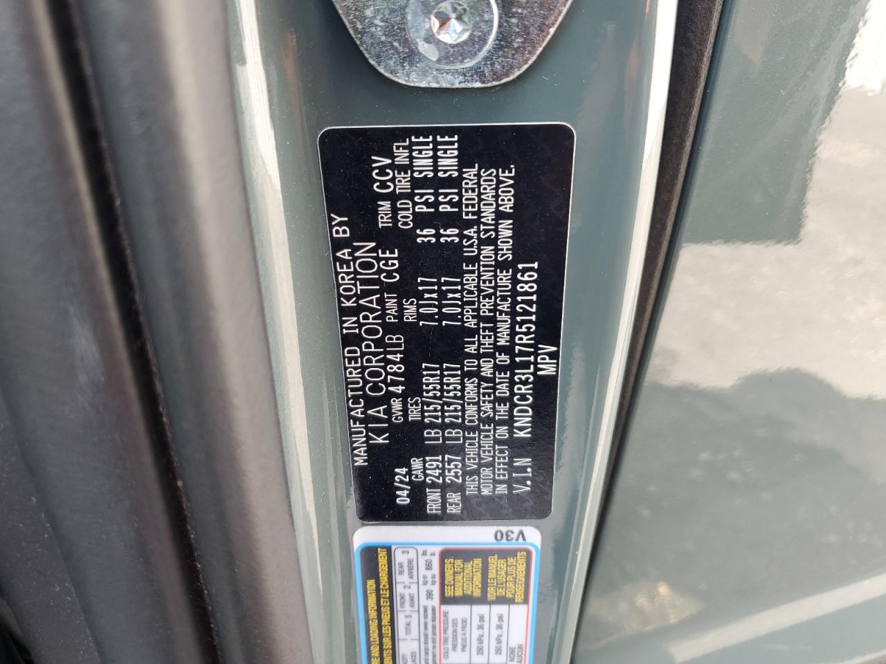 2024 Kia Niro Wind VIN: KNDCR3L17R5121861 Lot: 85381315