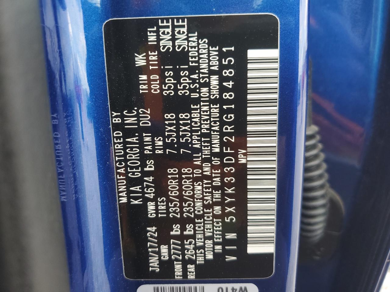 2024 Kia Sportage Ex VIN: 5XYK33DF2RG184851 Lot: 85827535