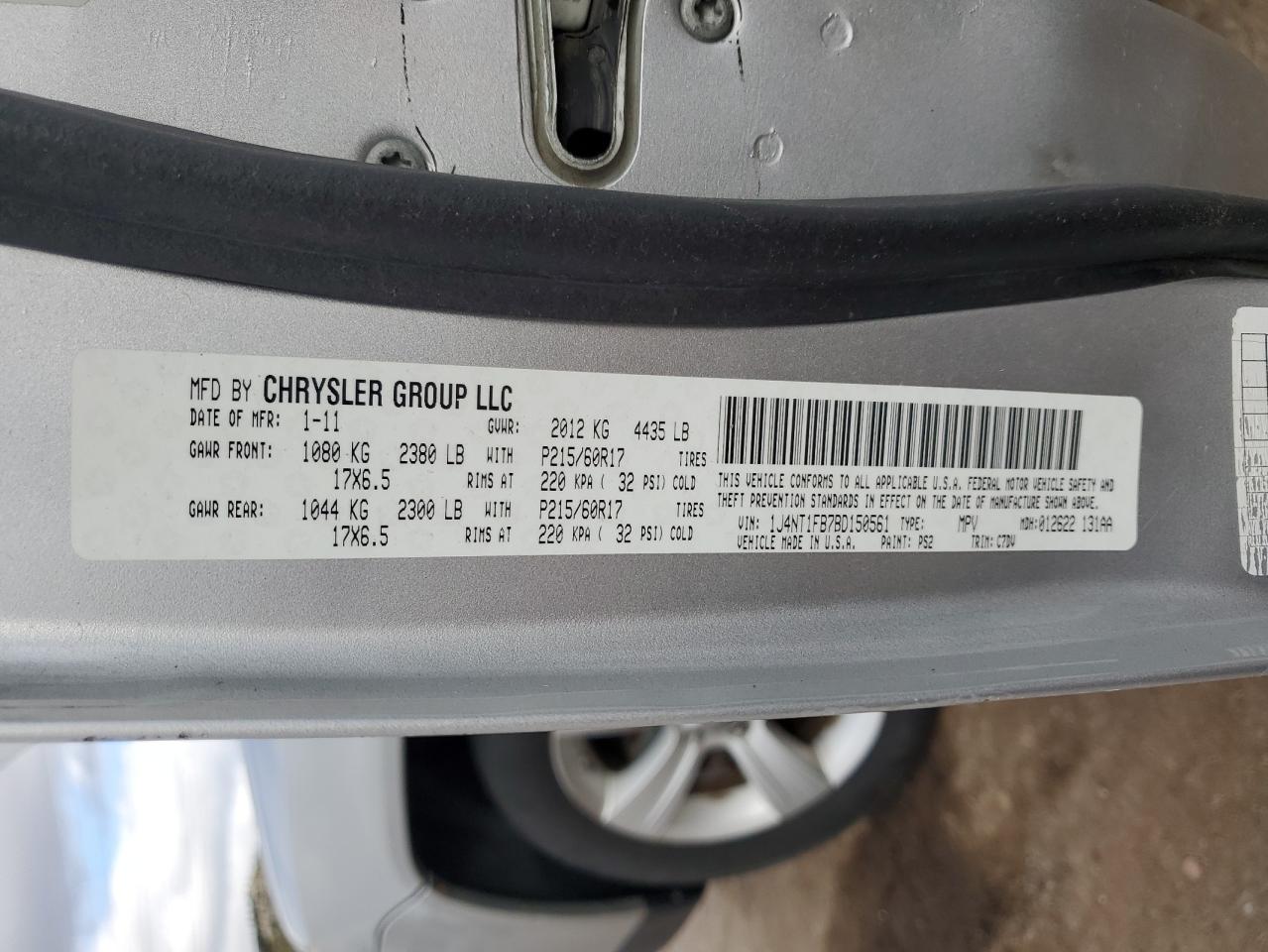 2011 Jeep Compass Sport VIN: 1J4NT1FB7BD150561 Lot: 82292085