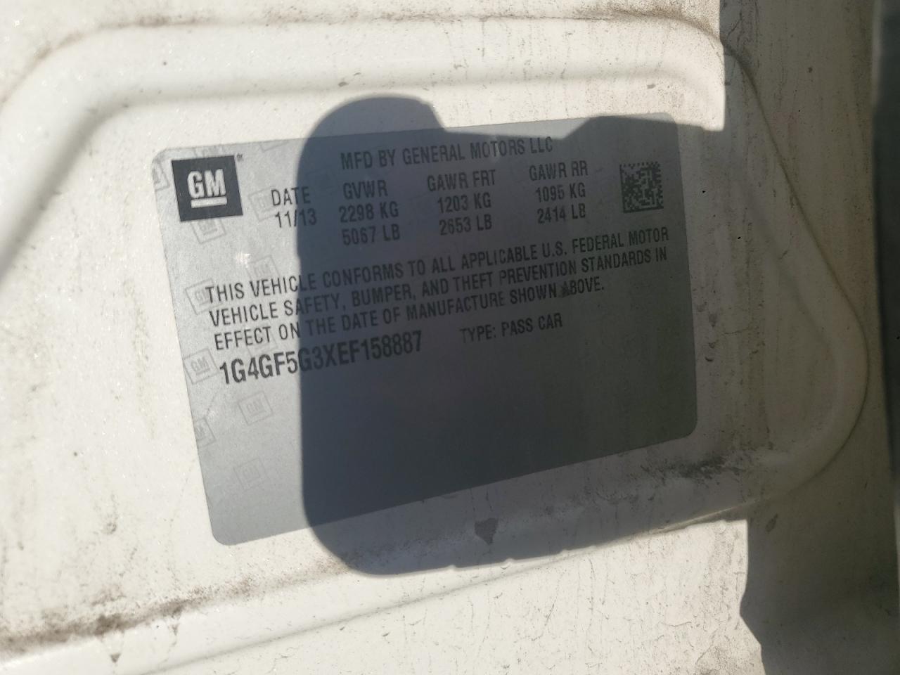 2014 Buick Lacrosse Touring VIN: 1G4GF5G3XEF158887 Lot: 81909605