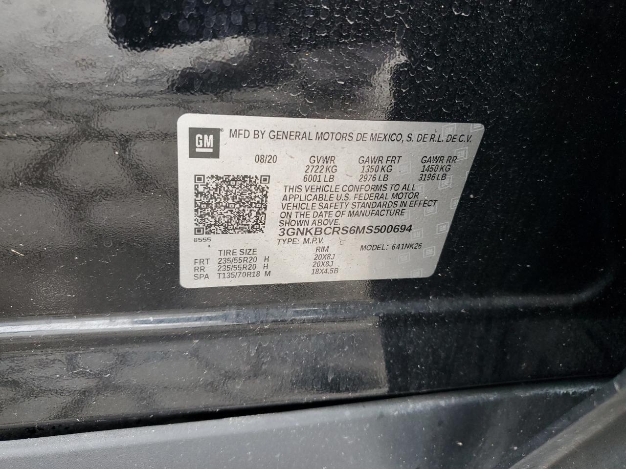 2021 Chevrolet Blazer 2Lt VIN: 3GNKBCRS6MS500694 Lot: 90644595