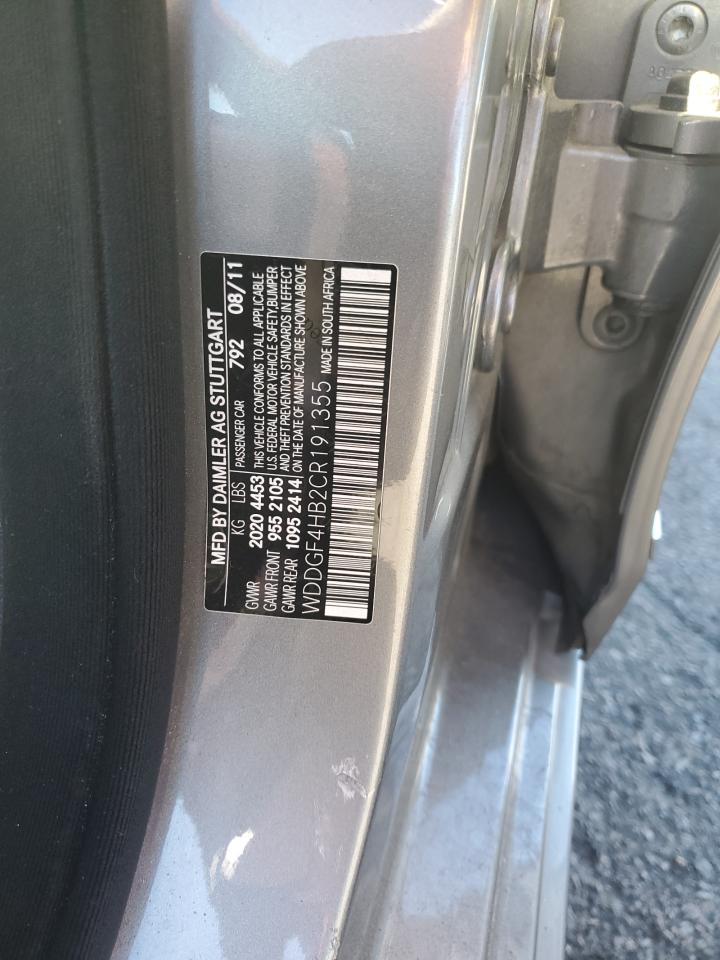 2012 Mercedes-Benz C 250 VIN: WDDGF4HB2CR191355 Lot: 86477145