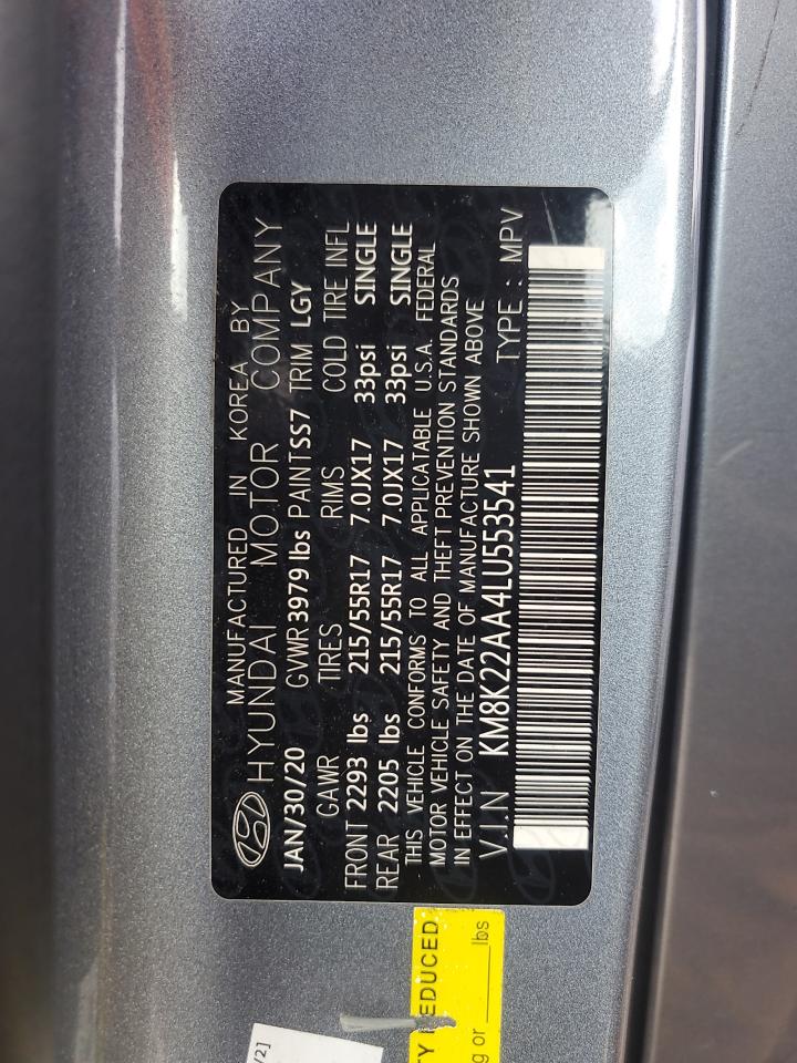 2020 Hyundai Kona Sel VIN: KM8K22AA4LU553541 Lot: 85323795