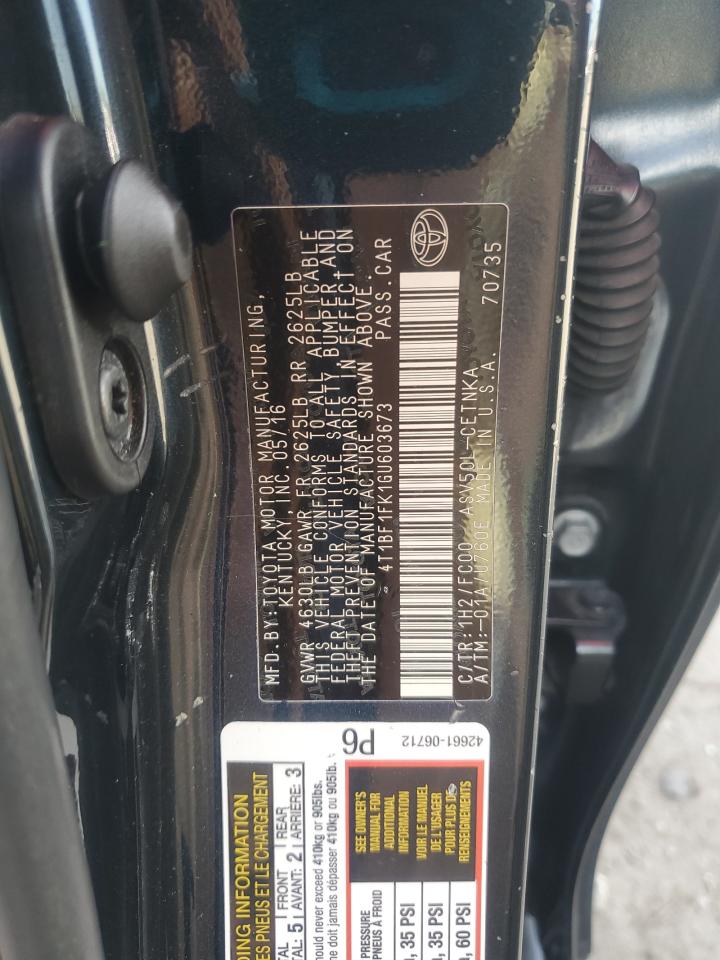 2016 Toyota Camry Le VIN: 4T1BF1FK1GU603673 Lot: 84862775