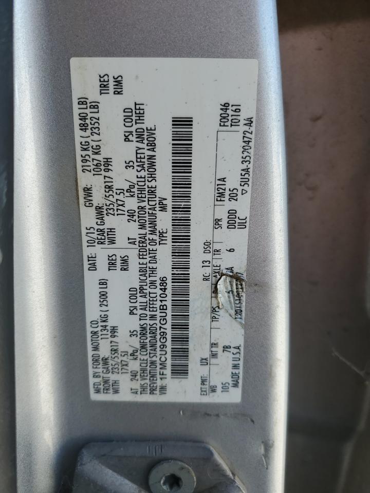 2016 Ford Escape Se VIN: 1FMCU9G97GUB10486 Lot: 86306775