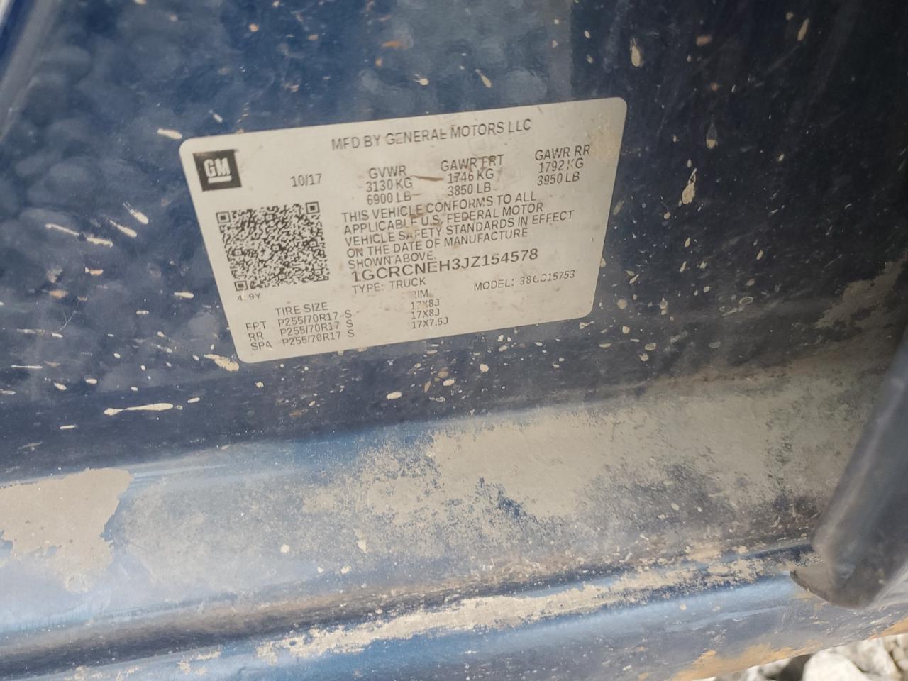 2018 Chevrolet Silverado C1500 VIN: 1GCRCNEH3JZ154578 Lot: 84579785