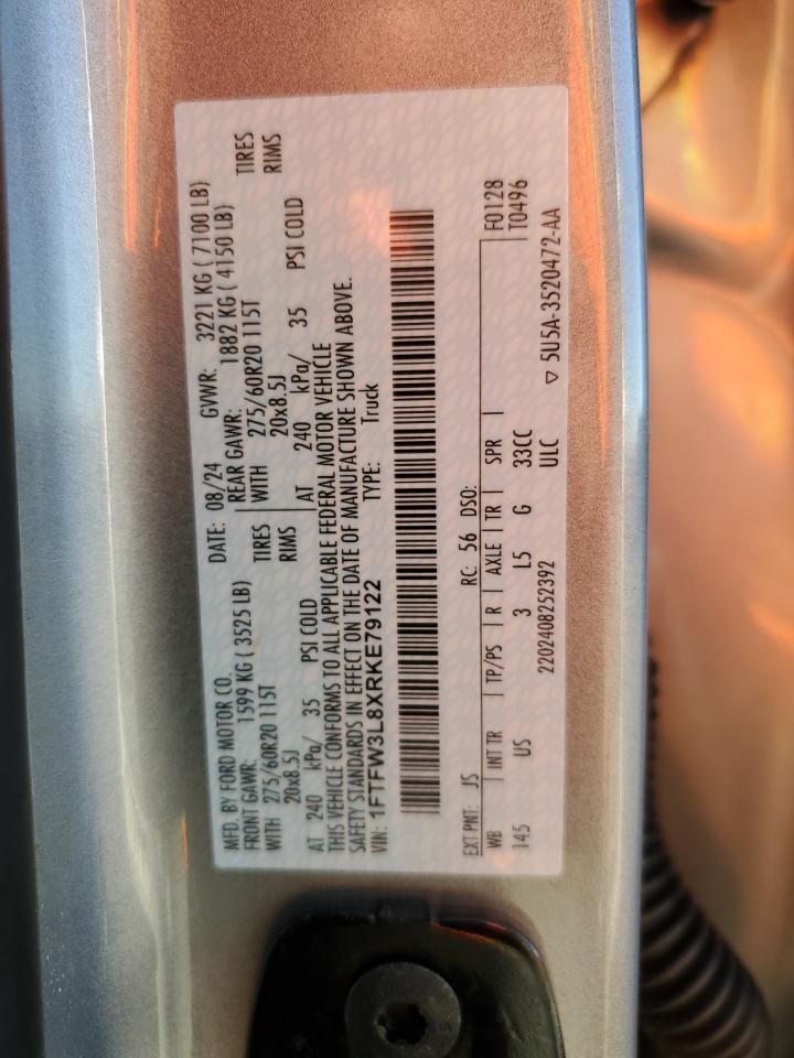 2024 Ford F150 Xlt VIN: 1FTFW3L8XRKE79122 Lot: 86510065