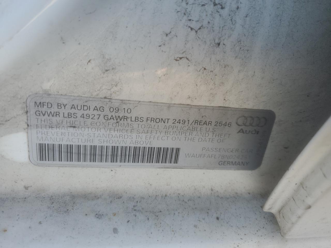 2011 Audi A4 Premium Plus VIN: WAUFFAFL7BN024251 Lot: 85324945