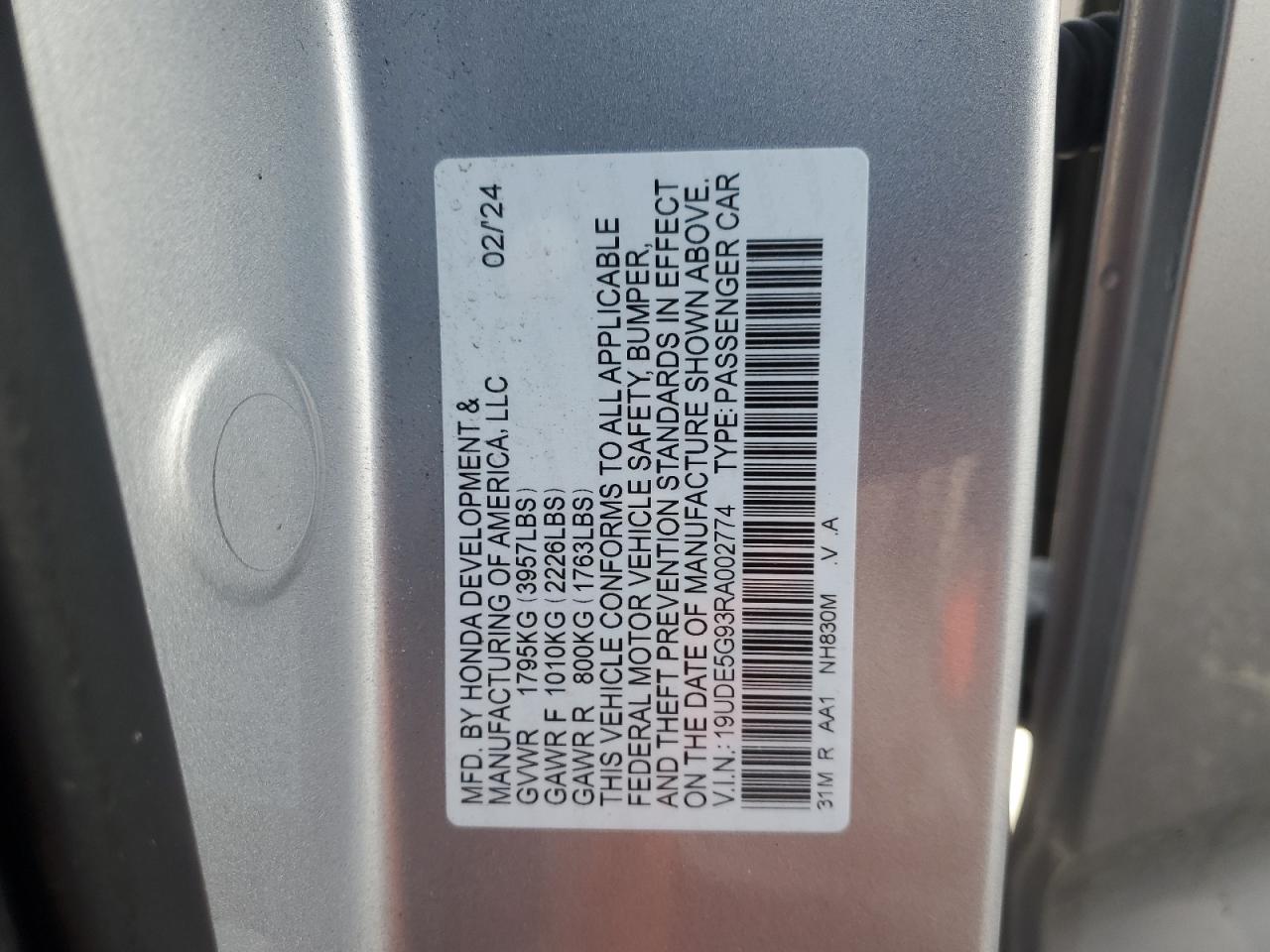 2024 Acura Integra Type S VIN: 19UDE5G93RA002774 Lot: 90251945