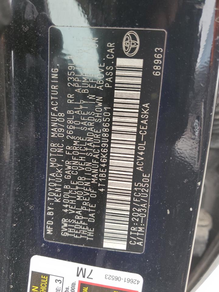 2009 Toyota Camry Base VIN: 4T1BE46K69U886501 Lot: 82276465