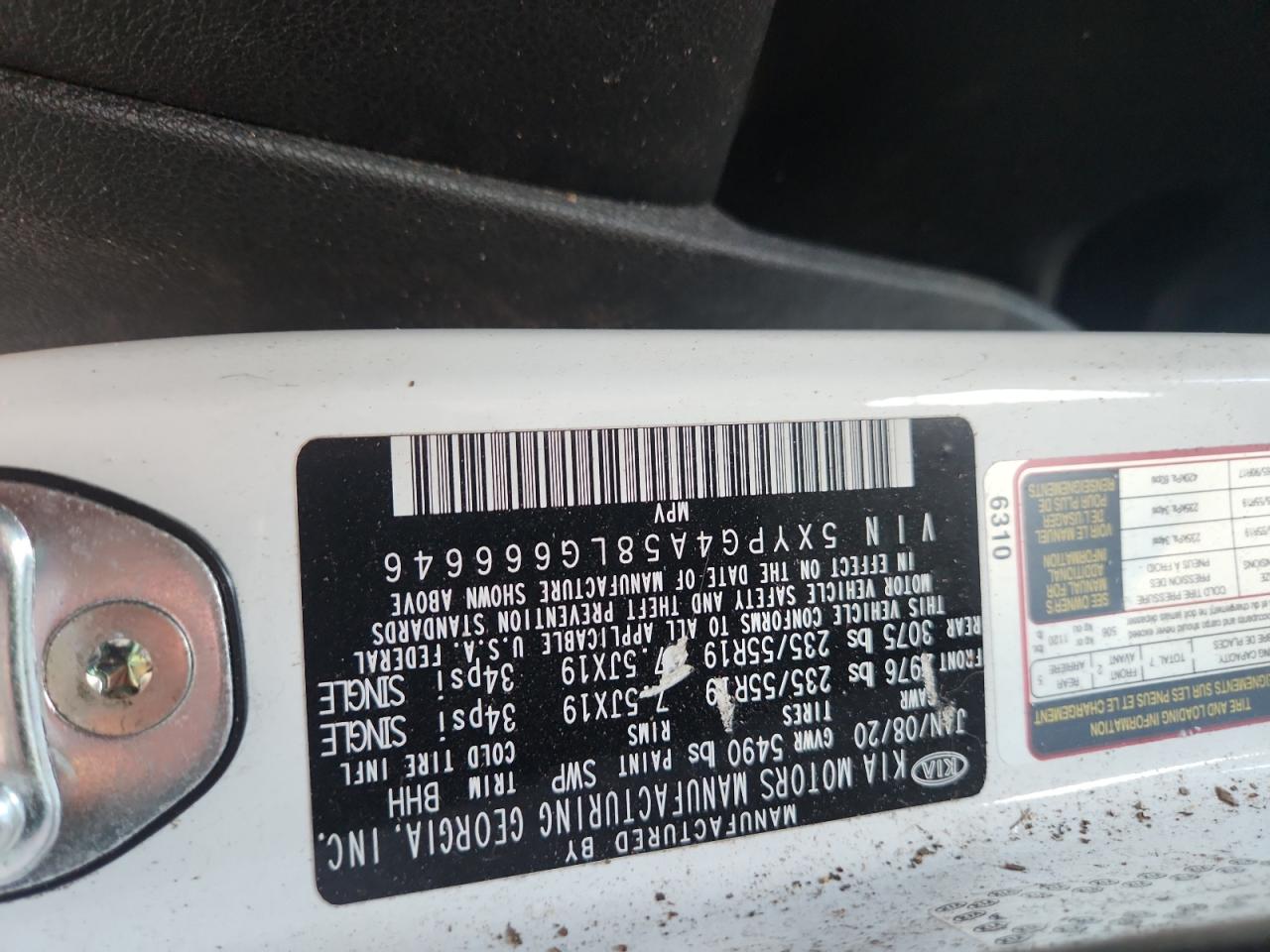 2020 Kia Sorento S VIN: 5XYPG4A58LG666646 Lot: 81379355