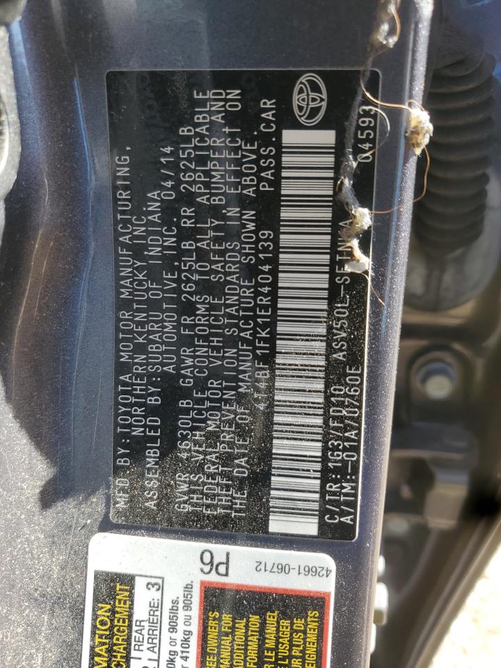 2014 Toyota Camry L VIN: 4T4BF1FK1ER404139 Lot: 85558985