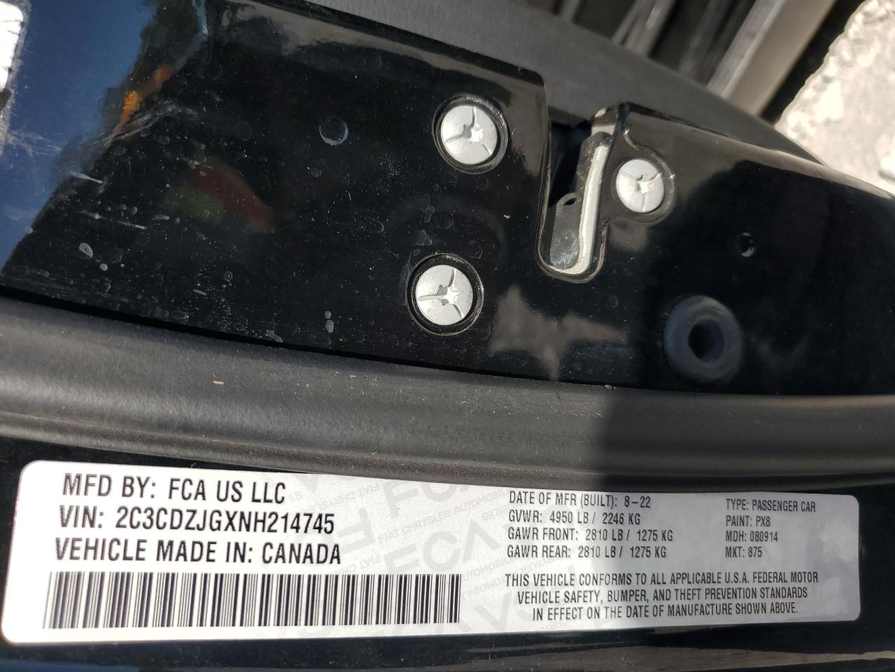 2022 Dodge Challenger Gt VIN: 2C3CDZJGXNH214745 Lot: 89436875