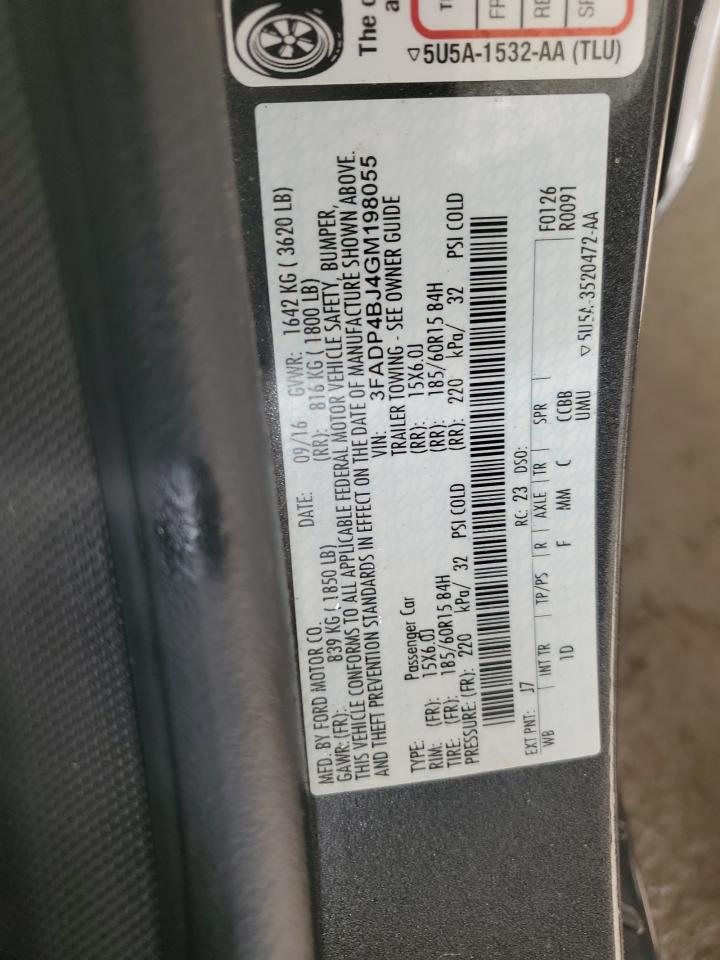 2016 Ford Fiesta Se VIN: 3FADP4BJ4GM198055 Lot: 85011895