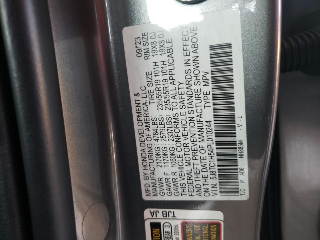 2023 Acura Rdx Technology VIN: 5J8TC1H54PL010244 Lot: 89565435