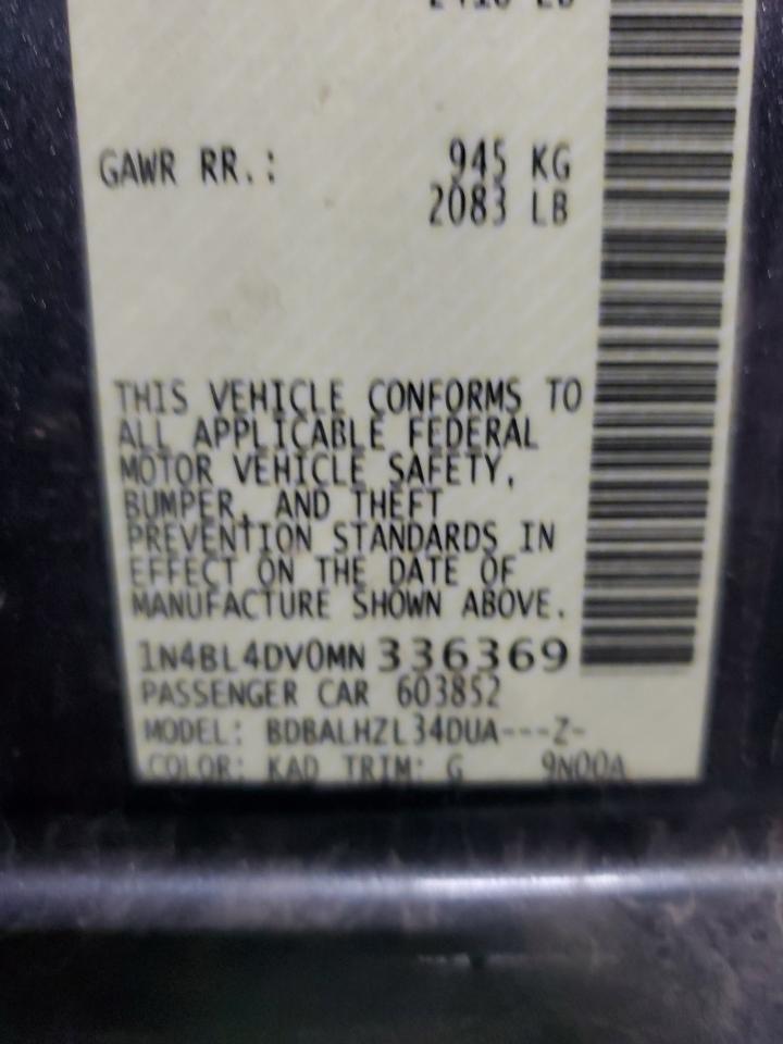 2021 Nissan Altima Sv VIN: 1N4BL4DV0MN336369 Lot: 86601975