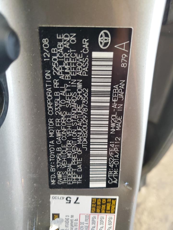 2009 Toyota Prius VIN: JTDKB20U297873562 Lot: 84552385