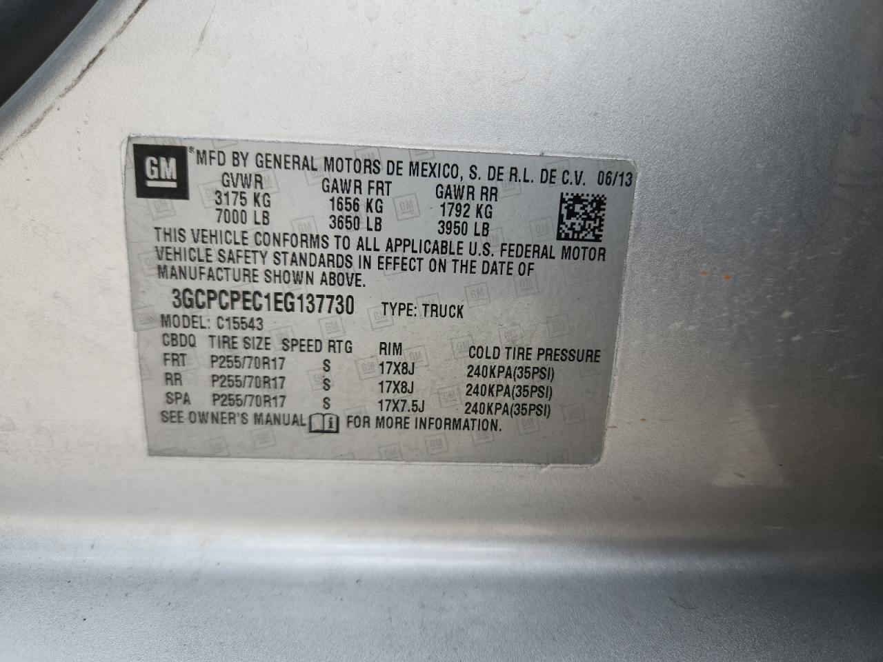 2014 Chevrolet Silverado C1500 VIN: 3GCPCPEC1EG137730 Lot: 81459355