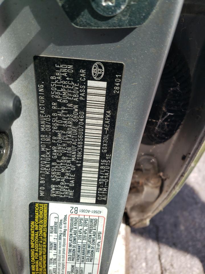 2006 Toyota Avalon Xl VIN: 4T1BK36B56U070460 Lot: 86749195
