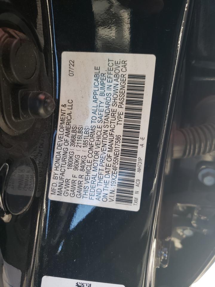 2022 Honda Insight Ex VIN: 19XZE4F55NE017586 Lot: 89551585