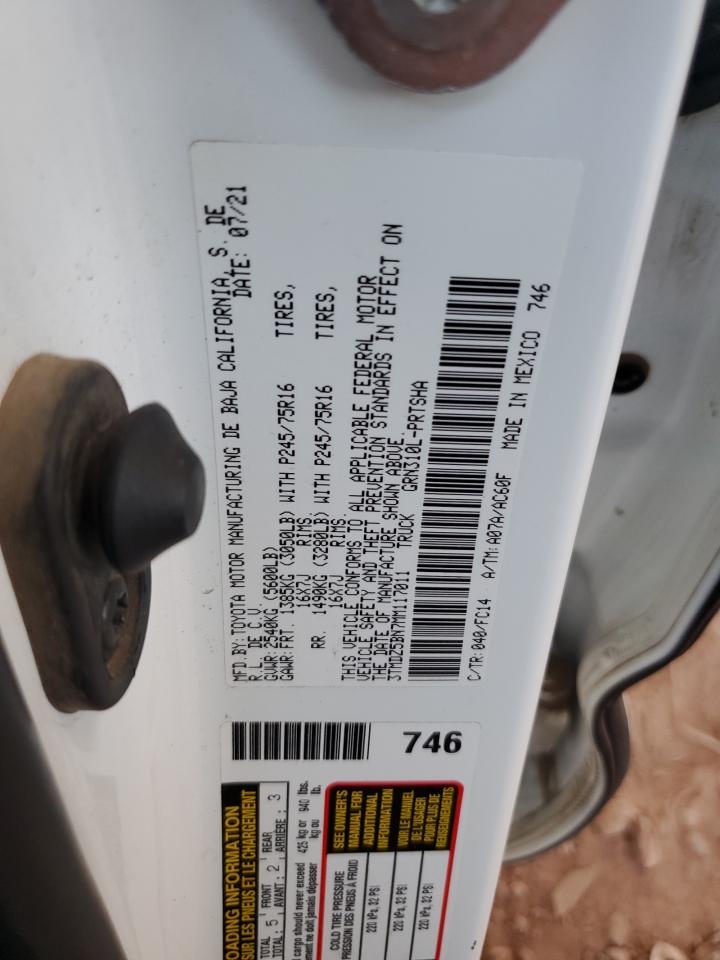 2021 Toyota Tacoma Double Cab VIN: 3TMDZ5BN7MM117011 Lot: 85153645