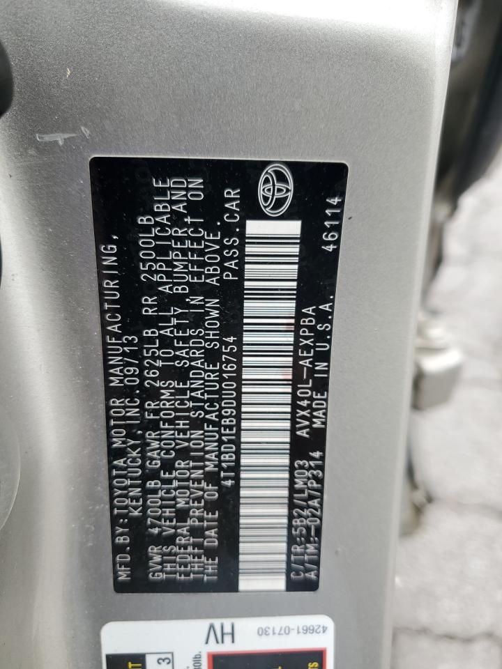 2013 Toyota Avalon Hybrid VIN: 4T1BD1EB9DU016754 Lot: 85556915