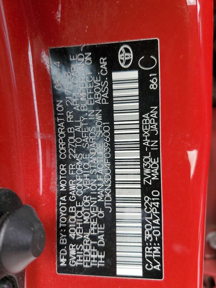 2015 Toyota Prius VIN: JTDKN3DU4F0396001 Lot: 84886345