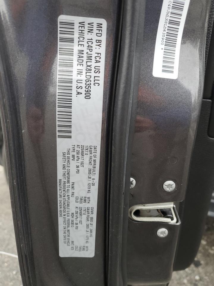 2020 Jeep Cherokee Latitude Plus VIN: 1C4PJMLX8LD635900 Lot: 91071445