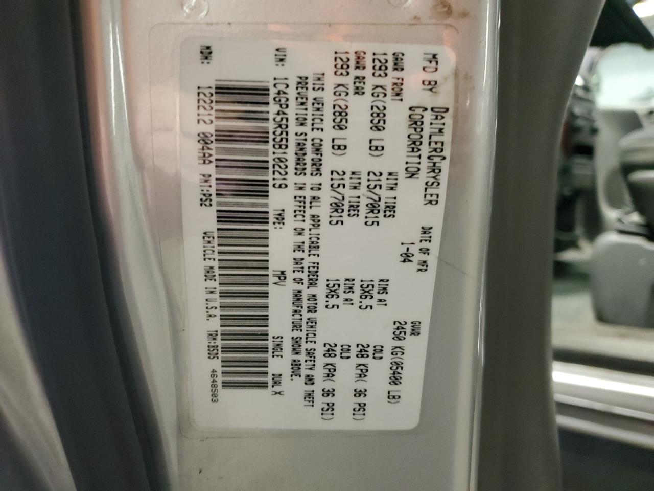 2005 Chrysler Town & Country VIN: 1C4GP45R55B102219 Lot: 84806215